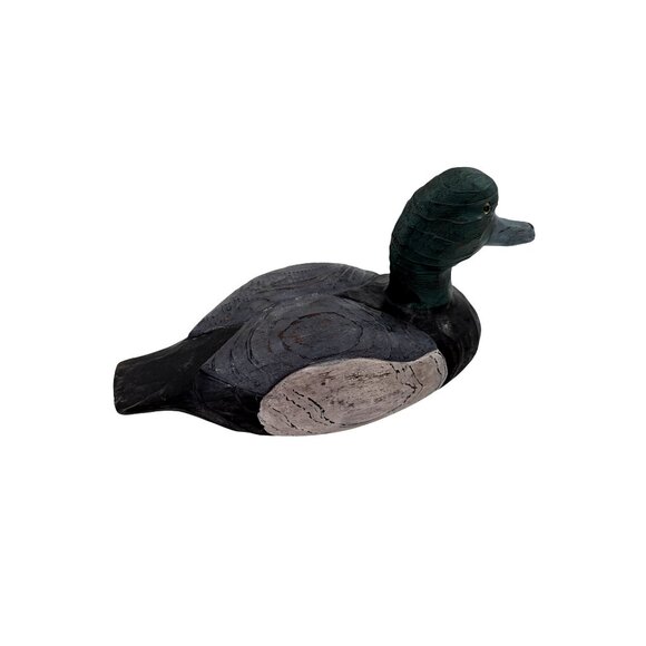 Wild River Collection Hand Carved Wooden Duck Decoy Black Duck With‎ Green Head - Picture 4 of 10